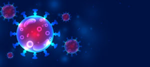 coronavirus covid-19 virus cell background with text space